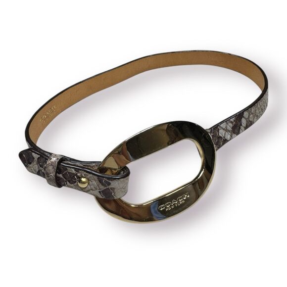 Coach Snakeskin and Gold tone Metal Bracelet Women’s Wrap Vintage‎ Elegant - Picture 2 of 5